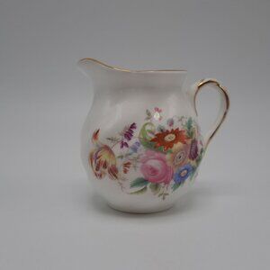 Coalport Bone China Junetime Creamer Floral Design Gold Trim Vintage Collectible